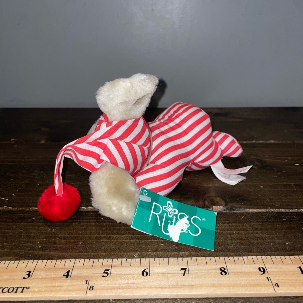 Vintage Russ Berrie Christmas Plush Mouse Red Pajamas Li'l Softies Peppermint